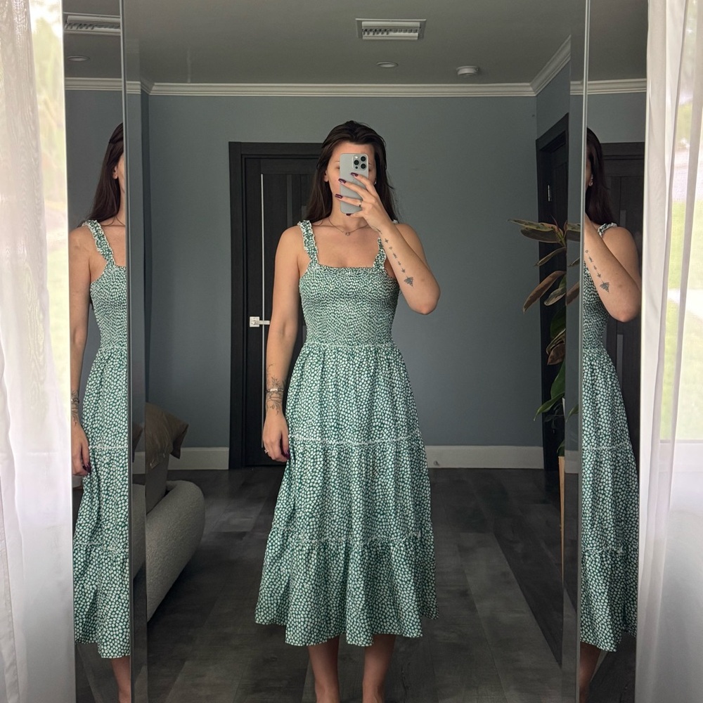 Green Floral Midi Dress